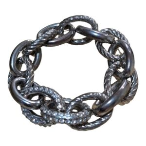 Silver Chunky Link Elastic Bracelet